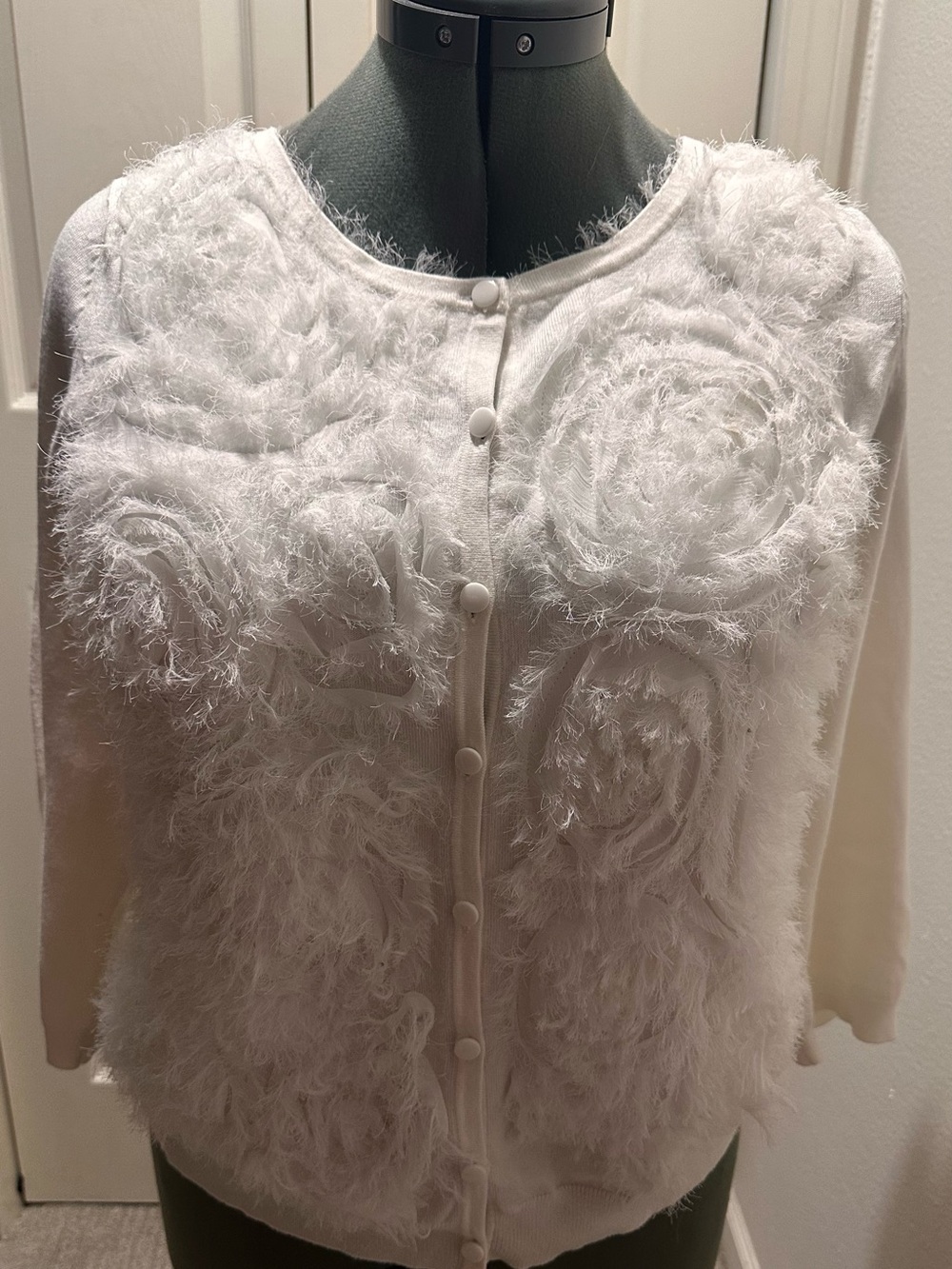 Cozy White Faux-Fur Button-Front Teddy Jacket